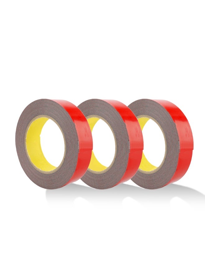 3PCS Mounting Tape Heavy Duty, Double Sided 3M Adhesive Tape, Removeable PE Foam Tape Strips, Strong Adhesive Tape Waterproof Free Damage for Paint Wall Picture Hanging Poster - Image 1